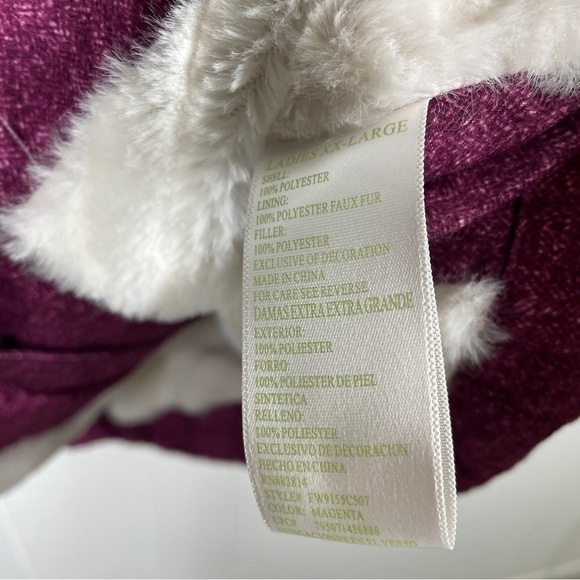 Green Tea Purple Sparkle Faux Fur Lined Puffer Plus Size Vest XXL - Picture 6 of 7